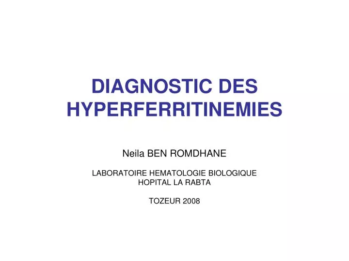 diagnostic des hyperferritinemies