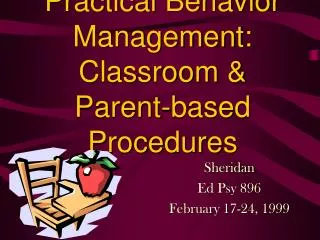 Practical Behavior Management: Classroom &amp; Parent-based Procedures