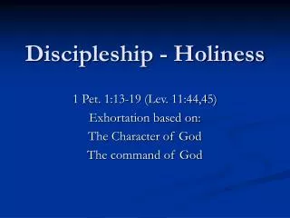 Discipleship - Holiness
