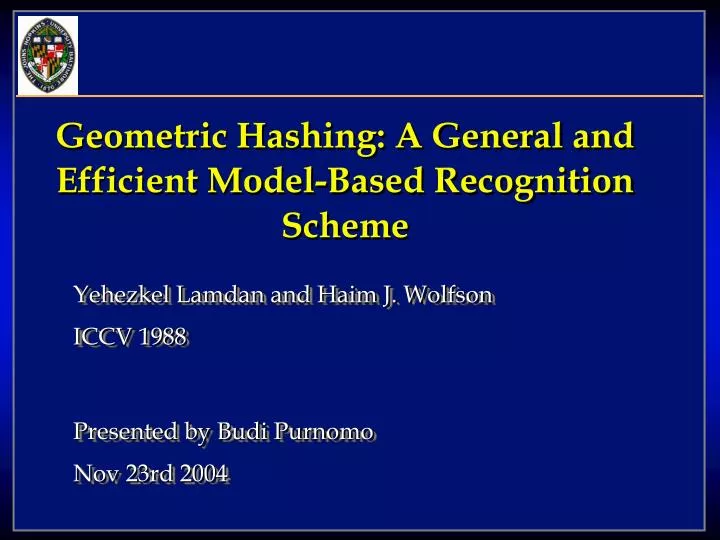 geometric hashing a general and efficient model based recognition scheme