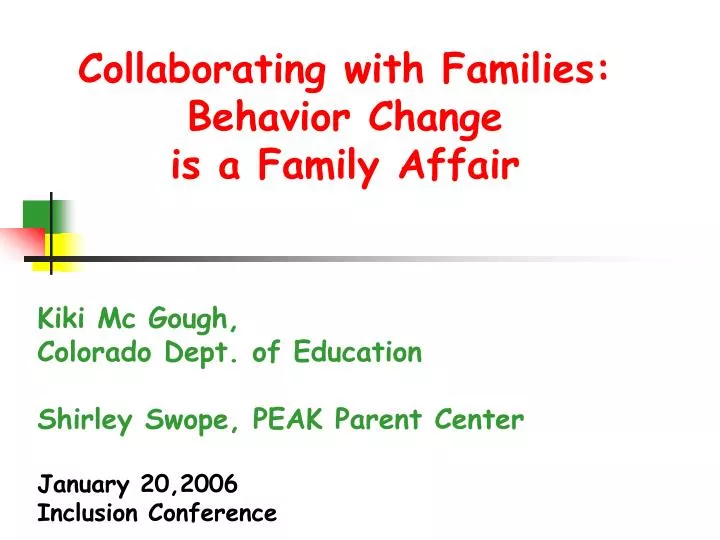 collaborating with families behavior change is a family affair