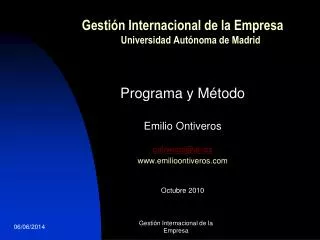 Gestión Internacional de la Empresa Universidad Autónoma de Madrid