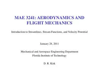 MAE 3241: AERODYNAMICS AND FLIGHT MECHANICS