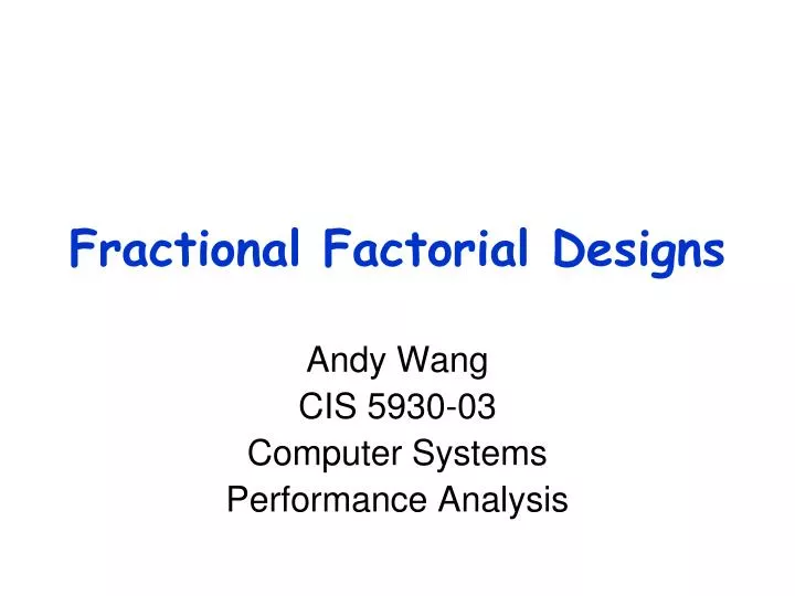 fractional factorial designs