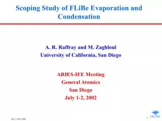 Scoping Study of FLiBe Evaporation and Condensation