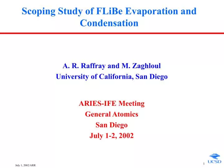 scoping study of flibe evaporation and condensation
