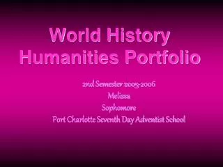 World History Humanities Portfolio