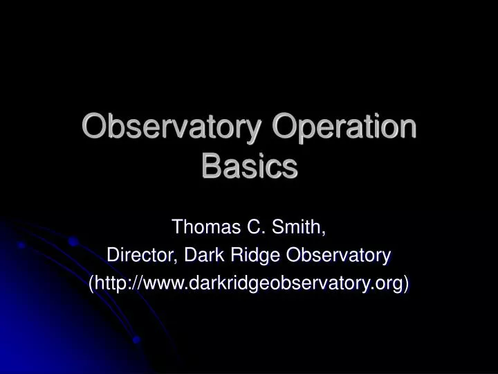 observatory operation basics