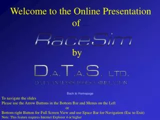 Welcome to the Online Presentation of RaceSim