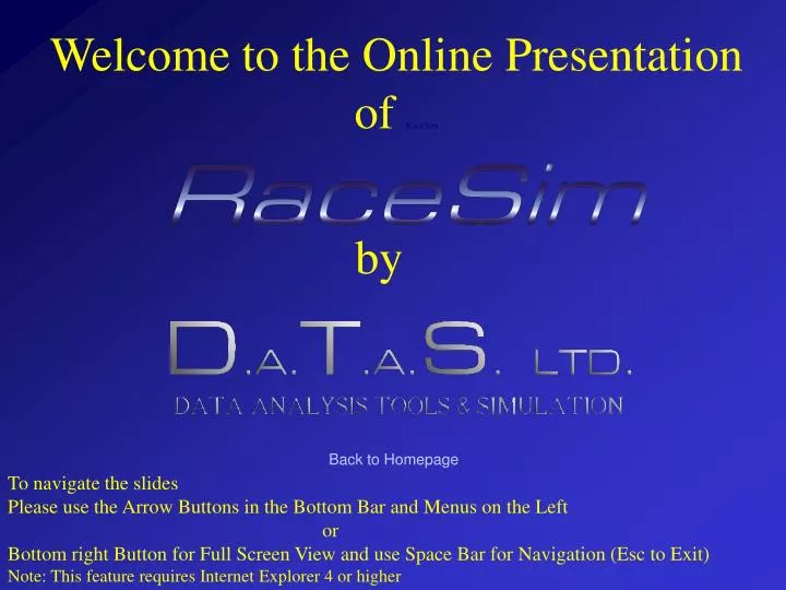 welcome to the online presentation of racesim
