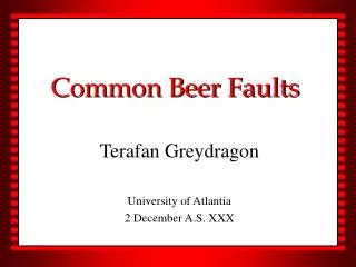 Common Beer Faults