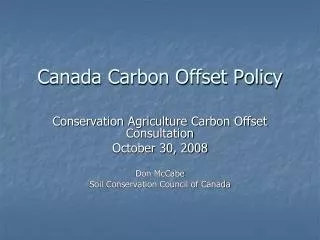 Canada Carbon Offset Policy