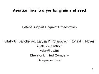 Aeration in-silo dryer for grain and seed