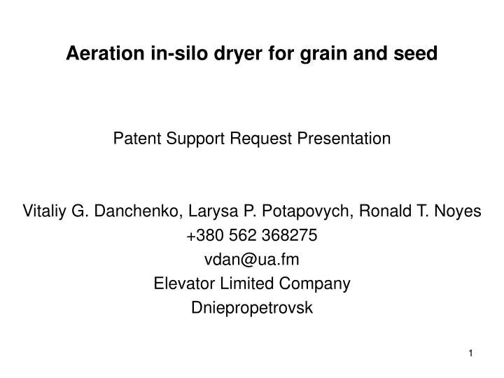 aeration in silo dryer for grain and seed