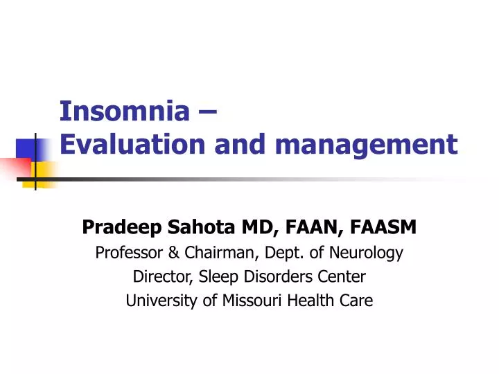 insomnia evaluation and management