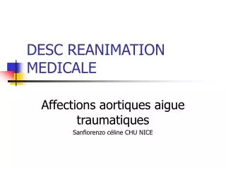 desc reanimation medicale
