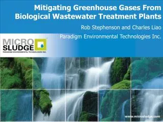 Rob Stephenson and Charles Liao Paradigm Environmental Technologies Inc.