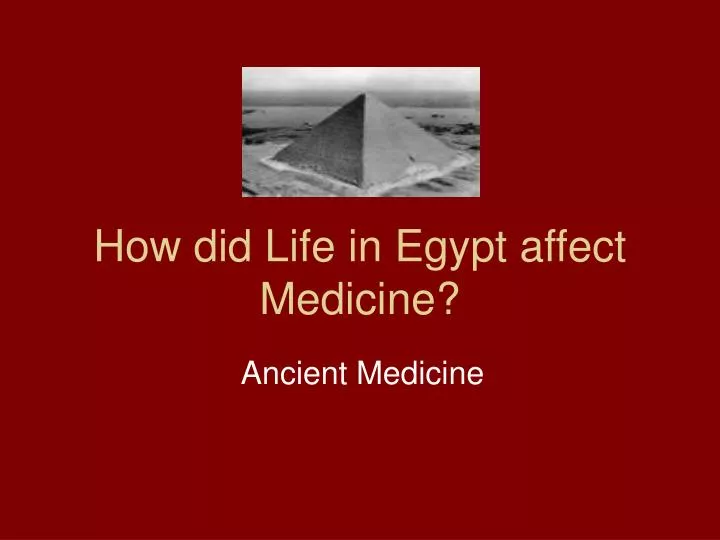 how did life in egypt affect medicine