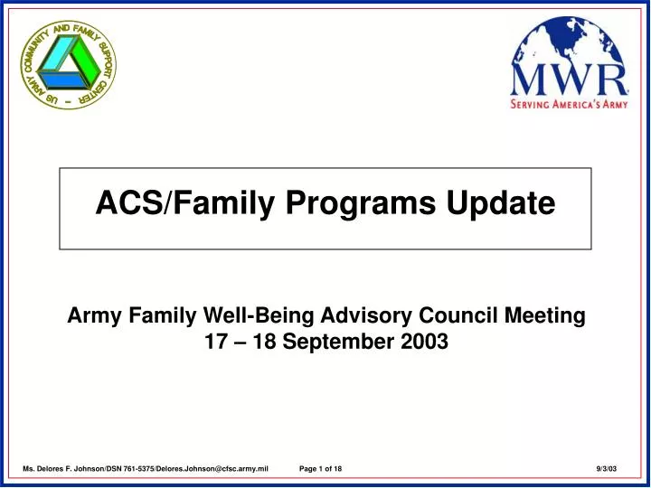 acs family programs update