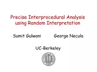 Precise Interprocedural Analysis using Random Interpretation