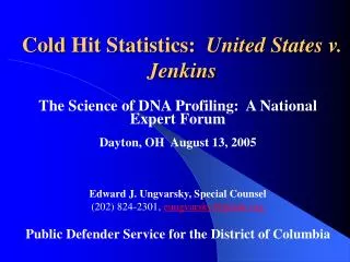 Cold Hit Statistics: United States v. Jenkins