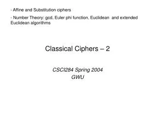 Classical Ciphers – 2