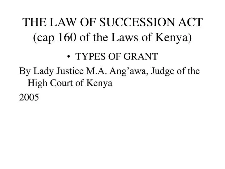 the law of succession act cap 160 of the laws of kenya