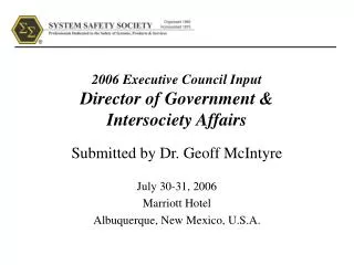 2006 Executive Council Input Director of Government &amp; Intersociety Affairs