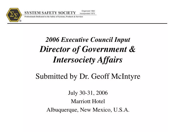 2006 executive council input director of government intersociety affairs