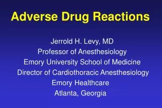 Adverse Drug Reactions