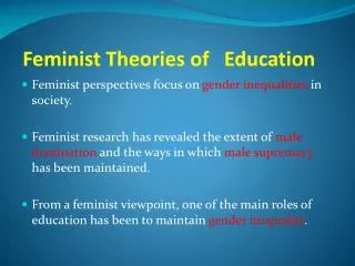 Feminist Theories of Education