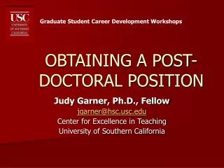 OBTAINING A POST-DOCTORAL POSITION