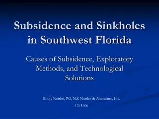 Subsidence and Sinkholes in Southwest Florida