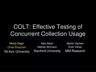 COLT: Effective Testing of Concurrent Collection Usage
