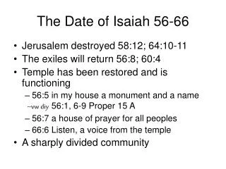 The Date of Isaiah 56-66