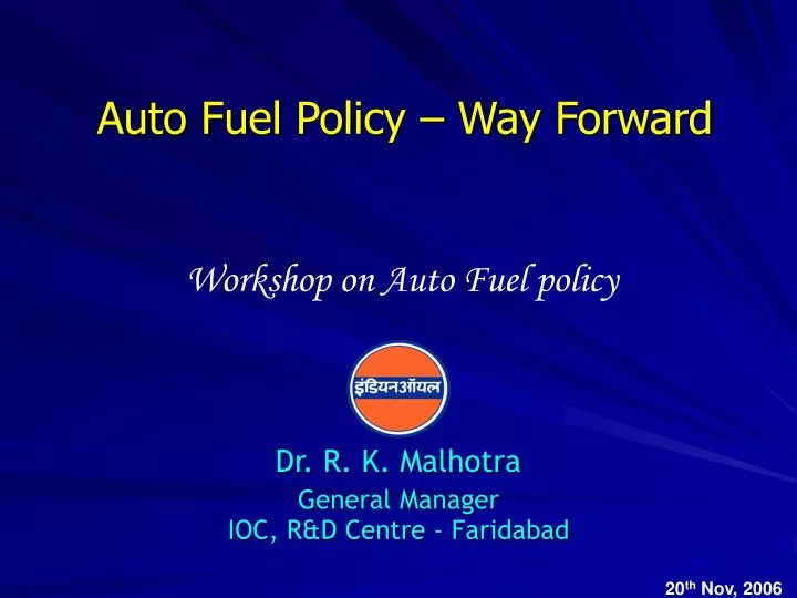 auto fuel policy way forward