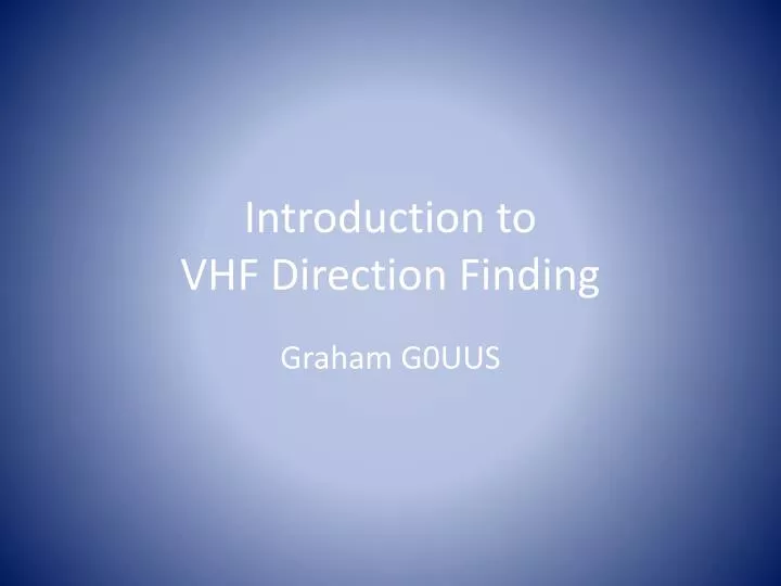 introduction to vhf direction finding