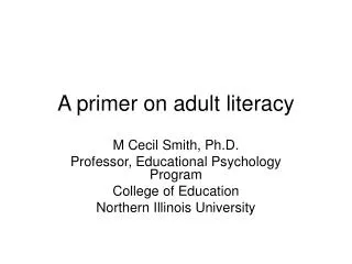 A primer on adult literacy