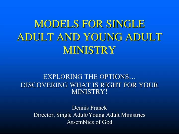 models for single adult and young adult ministry