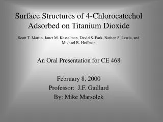 an oral presentation for ce 468 february 8 2000 professor j f gaillard by mike marsolek