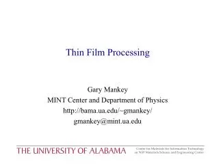 Thin Film Processing
