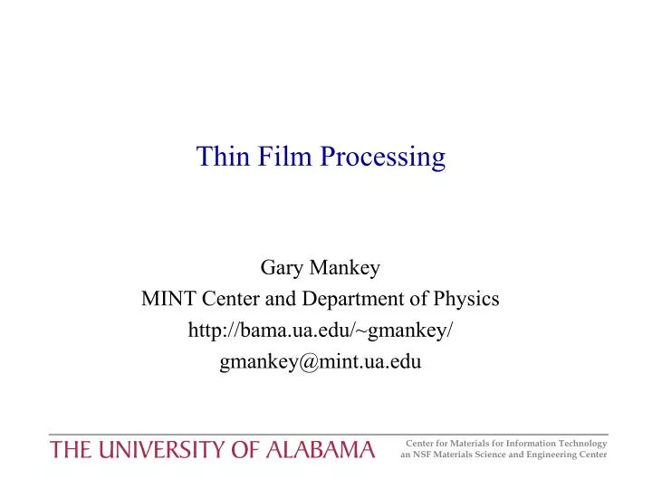thin film processing