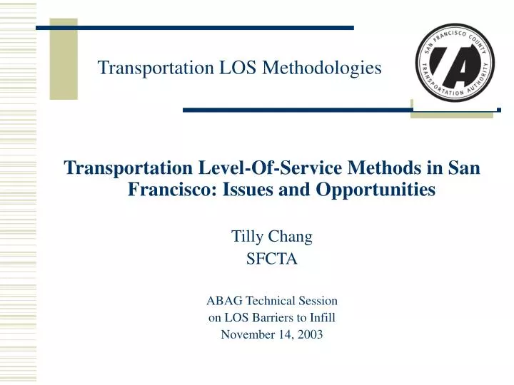 transportation los methodologies