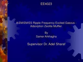 EE4023 A EM/EM/ES Ripple Frequency Excited Gasous -Adsorption Zeolite Muffler. By Samer Arkhagha Supervisor Dr. Adel