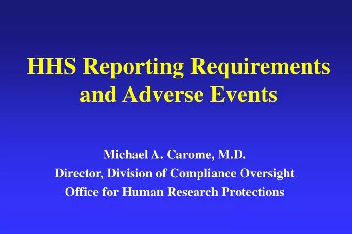 hhs reporting requirements and adverse events