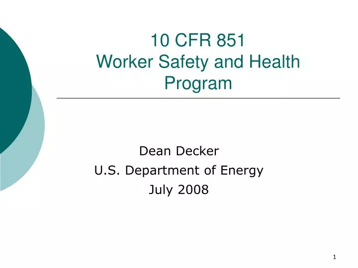 10 cfr 851 worker safety and health program