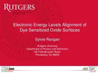 Electronic Energy Levels Alignment of Dye Sensitized Oxide Surfaces