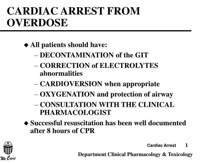 cardiac arrest from overdose