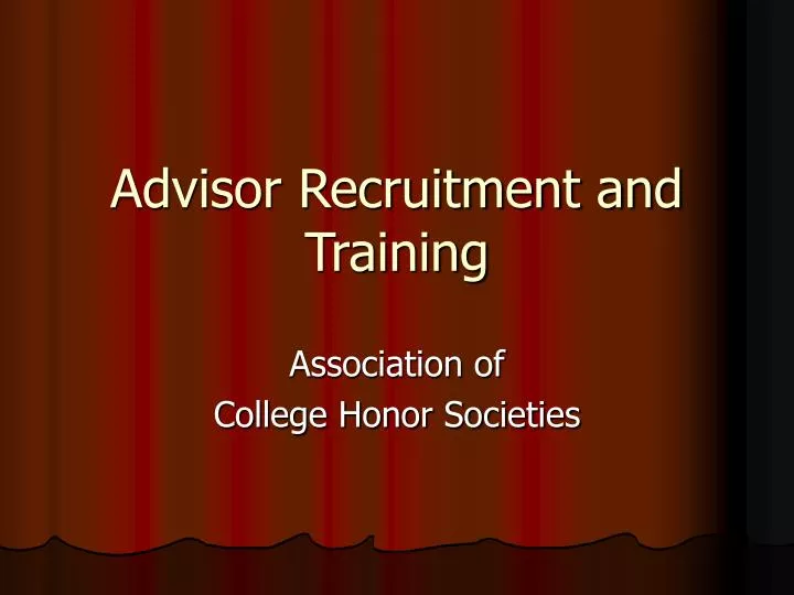 advisor recruitment and training