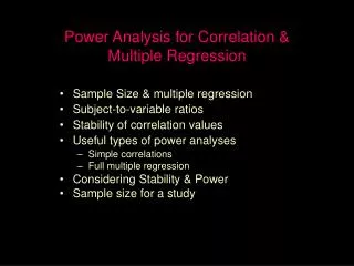 Power Analysis for Correlation &amp; Multiple Regression